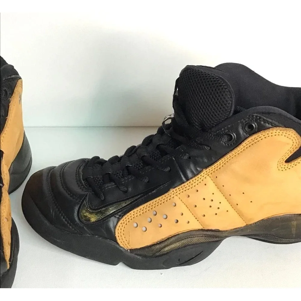 Nike Air Team Dime Mens Basketball Shoes Size 9M Black Tan Mid Top Vintage Retro